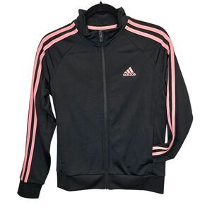 NWT Adidas Women's S Tricot 3-Stripes Pink Black Zip Track Jacket